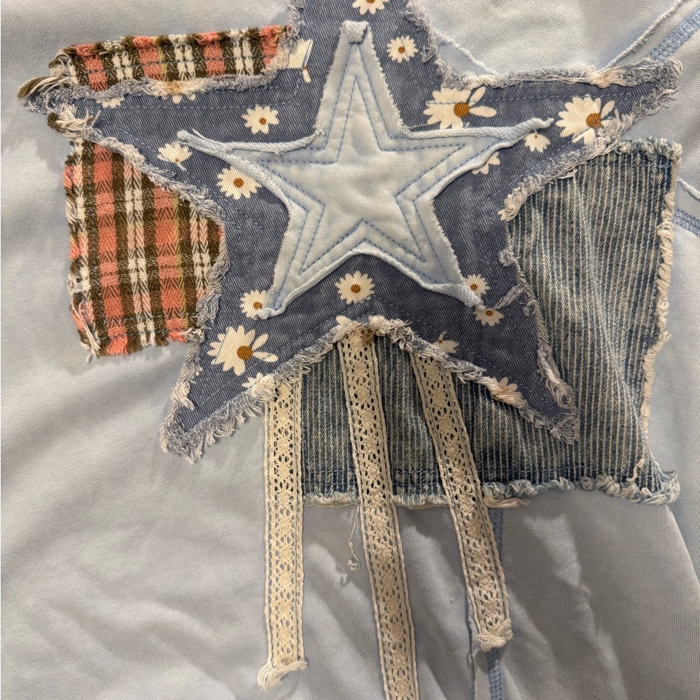 Gray Star Patchwork Sweatshirt - image 7